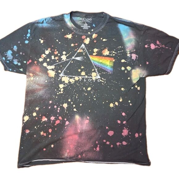 Pink Floyd T-Shirt Men's L Dark Side of the Moon Galaxy Paint Splatter Grunge - Picture 1 of 3